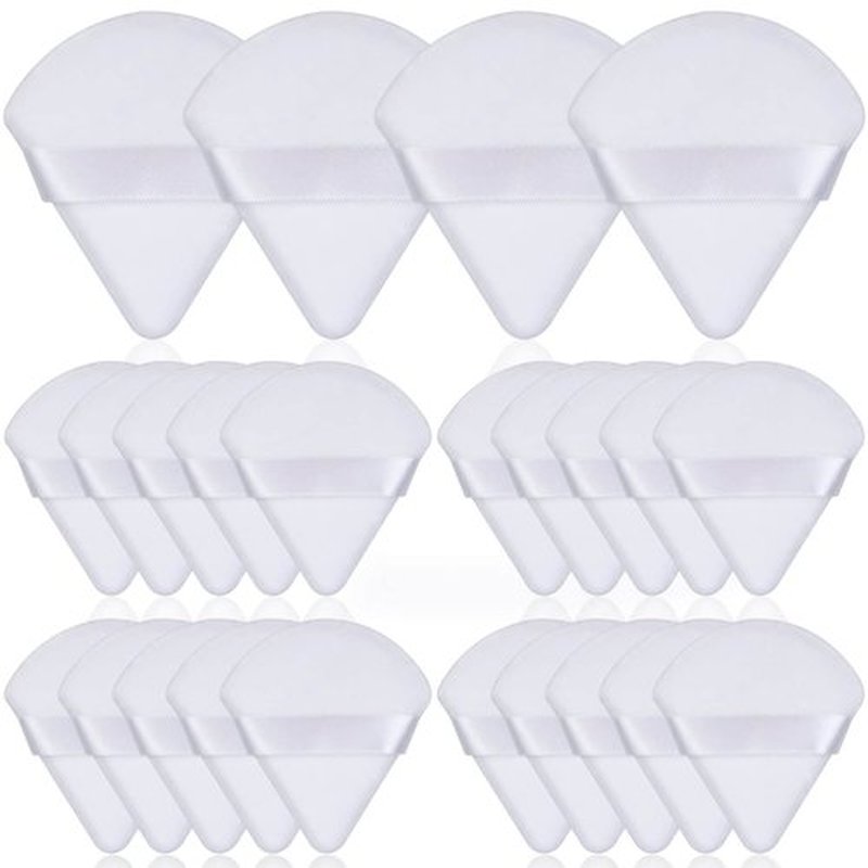 Thrilez 20pcs Triangle Powder Puff, Loose Powder Puffs Makeup Puff for Face Powder, Setting Powder Puff for Make Up, Face Puff Pads for Press Powder, Sponge Powder Applicator for Face and Eye (White)
