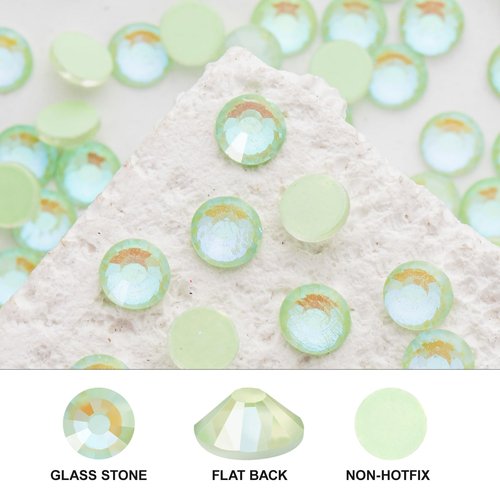 Novani 3000 Pieces Flatback Rhinestones Glass Round Gems F-Lt.Green Crystals for Nail Art DIY Crafts Clothes Shoes,SS6,1.9-2.0mm
