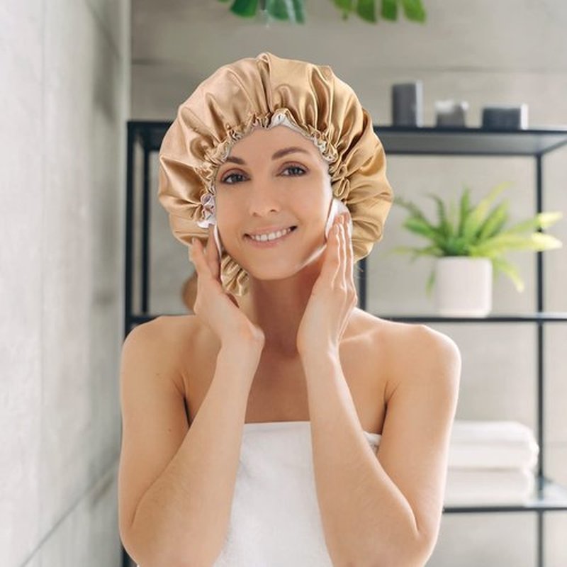Edoneery Satin Bonnet Silk Bonnet for Curly Hair Bonnet Braid Bonnet for Sleeping Bonnets for Women Large Double-Layer Adjustable, Khaki