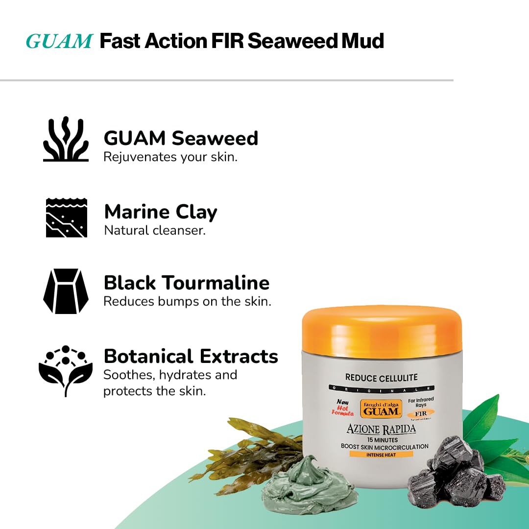 GUAM Anti-Cellulite Seaweed Mud Infrared Body Wrap – FAST-ACTION Skin Tightening & Firming Treatment with Tourmaline FIR