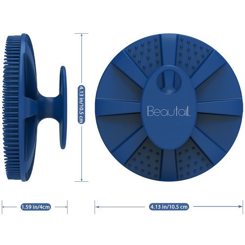 Silicone Body Scrubber Shower Bath Brush, More Hygienic Than Traditional Loofah, Lather Nicely, Long Lasting, Gentle Exfoliating for Women Men Baby Sensitive Skin, 1 Pack, Blue