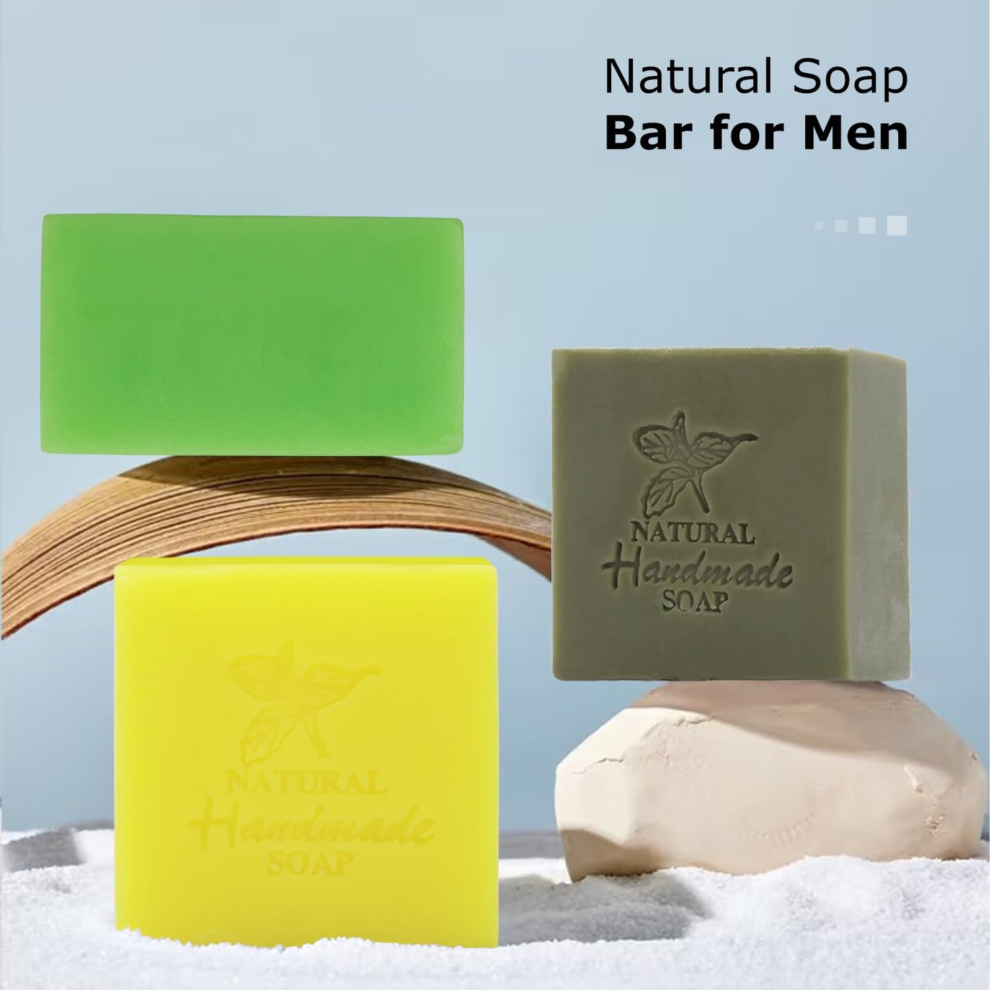 HOYEHOLA 3Pcs Natural Soap Bars for Bath Wash - Fresh Plant Essential Oils Eucalyptus, Cedarwood, Lemon Soap Bars for All Skin Type