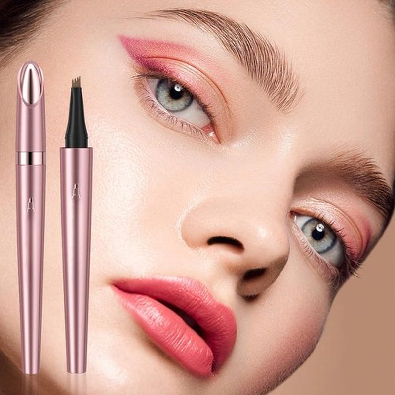 2PCS Microblading Waterproof Eyebrow Pencil, 2025 NEW Magic Eyebrow Pen Eye Brow Pencils for Women with 4 Tip, 3D Creates Natural Looking Brows Eye Eyebrow Makeup Eyebrow Pen (Dark Brown)