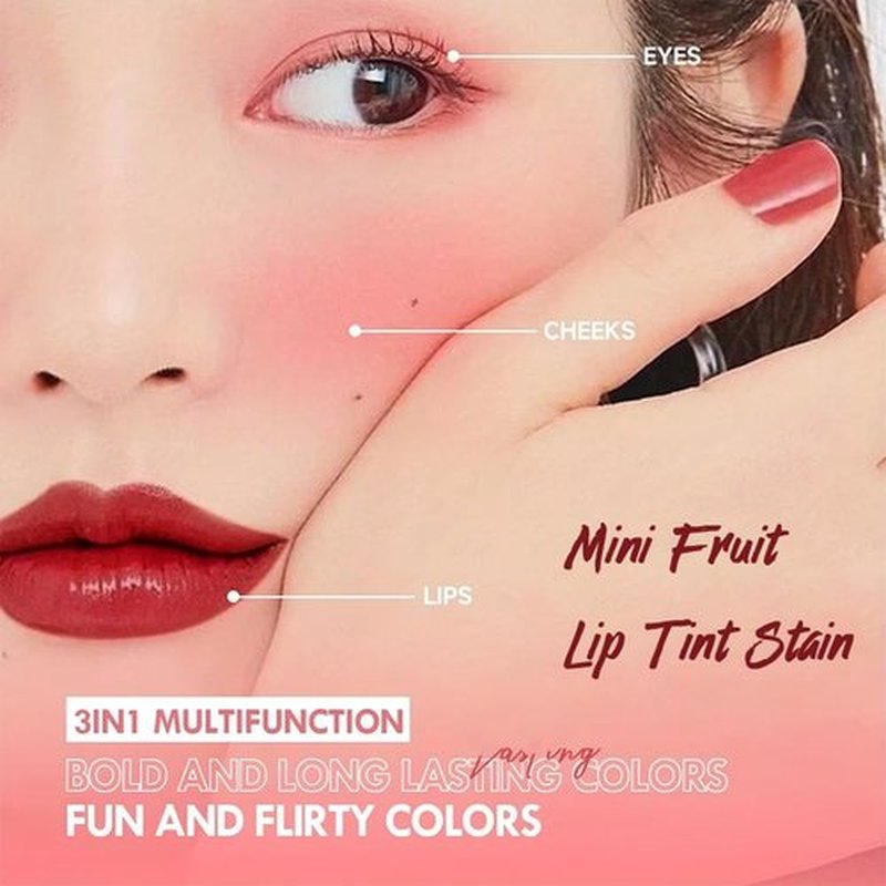 3 Colors Water Based Lip Stain Set，Dyeing Lip Liquid Lip Glaze，Multi-use Korean Moisturizing Velvet Mini Lip Glaze，Vivid Color Lip Stain with Weightless Long lasting Non-Stick Cup Waterproof