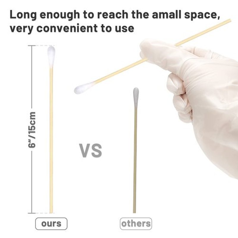 1000PCS 6 inch Long Cotton Swabs - 100% Cotton Swabs with Wooden Sticks - Lint Free, Highly Absorbent Cotton Tipped Applicators for Makeup, Gun Cleaning, Pet Care