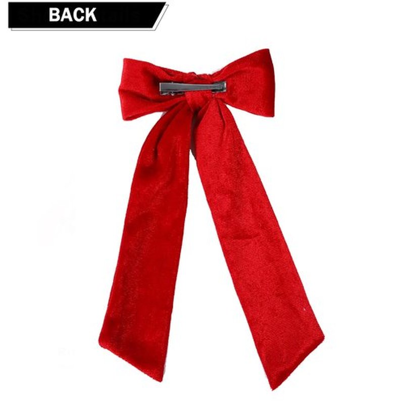 2PCS Velvet Hair Bows, Hair Ribbon Clips Big Fall Alligator Clips Hair Accessories for Women Girls (Red)