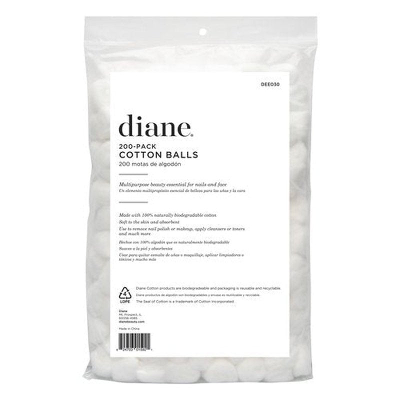 Diane 100% Pure Cotton Balls, 200 Count - Soft, Super Absorbent, Multipurpose Cotton Balls for Makeup Removal, Nail Polish, Applying Lotion or Powder, First-Aid for Everyday Household Use (Pack of 5)