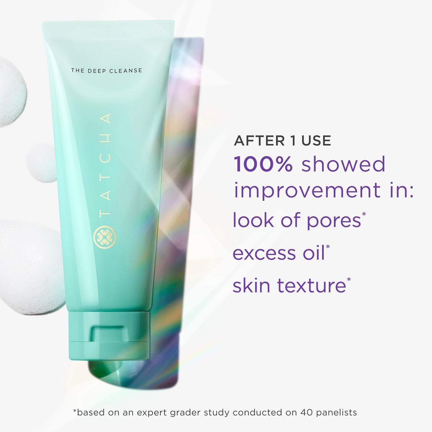 Tatcha Pore-Perfecting Double Cleanser + Hydrate Trio Set: The Deep Cleanse 5 oz, Pure One Step Camellia Cleansing Oil 1.7 oz & The Water Cream 0.33 oz