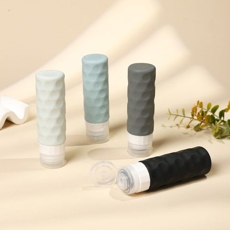 Silevoler Travel Bottles for Toiletries, 4pcs Tsa Approved 3oz Travel Size Containers, BPA Free Leak Proof Premium Silicone Travel Bottles, Refillable Liquid Travel Accessories W/Toiletry Bag
