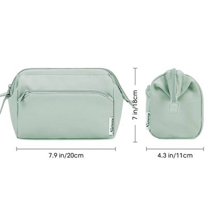 Narwey Large Makeup Bag Women Wide-open Make up Bag Travel Cosmetic Bag Organizer Toiletry Bag for Cosmetics Toiletries Accessories (Mint Green)