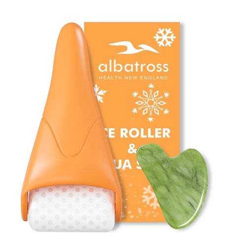 Ice Roller & Gua Sha Set, Skin Care for Face Wrinkles and Puffiness, Self Facial Massage Tools