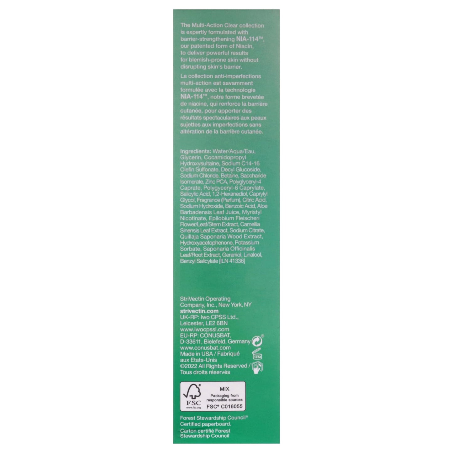 StriVectin Multi Action Clear Gentle Daily Clarifying Cleanser for Acne and Blemish Prone Skin for Clearer, Smooth and Brighter Skin, Less Breakouts and Pimples