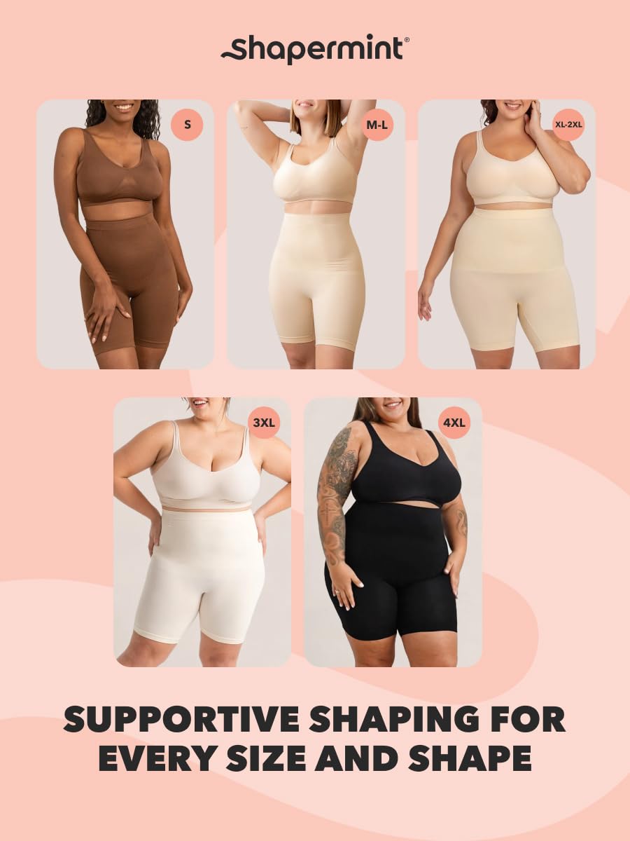 SHAPERMINT Shapewear for Women - High-Waisted Shapewear Tummy Control Shorts, Thigh Slimmer, Underwear for Women Nude