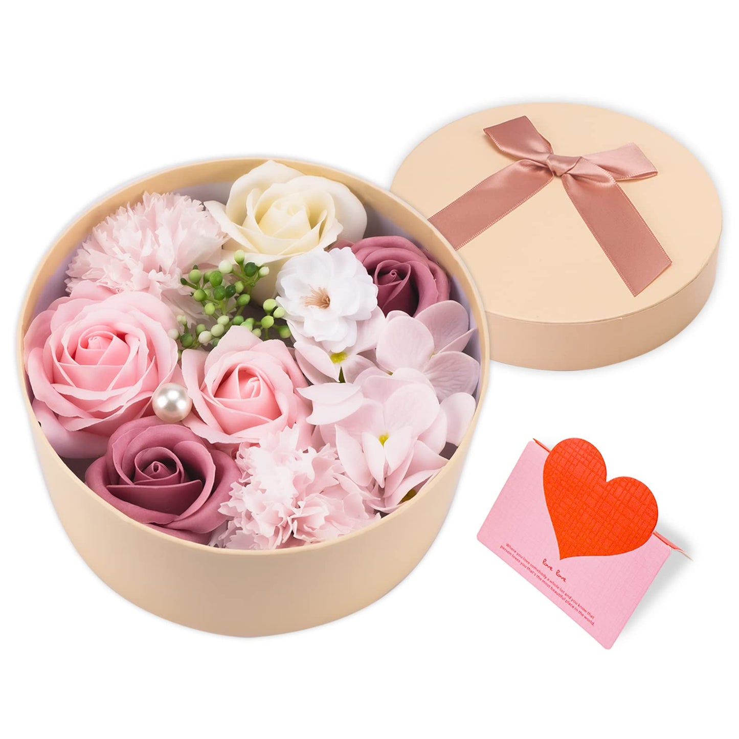 Rose Soap Petals Gift Set - Floral Scented Bath Soap with Essential Oils in Decorative Flower Box, Valentine Soap & Flower Soap for Women, Perfect for Valentine's Day, Christmas & Home Decor (Pink)