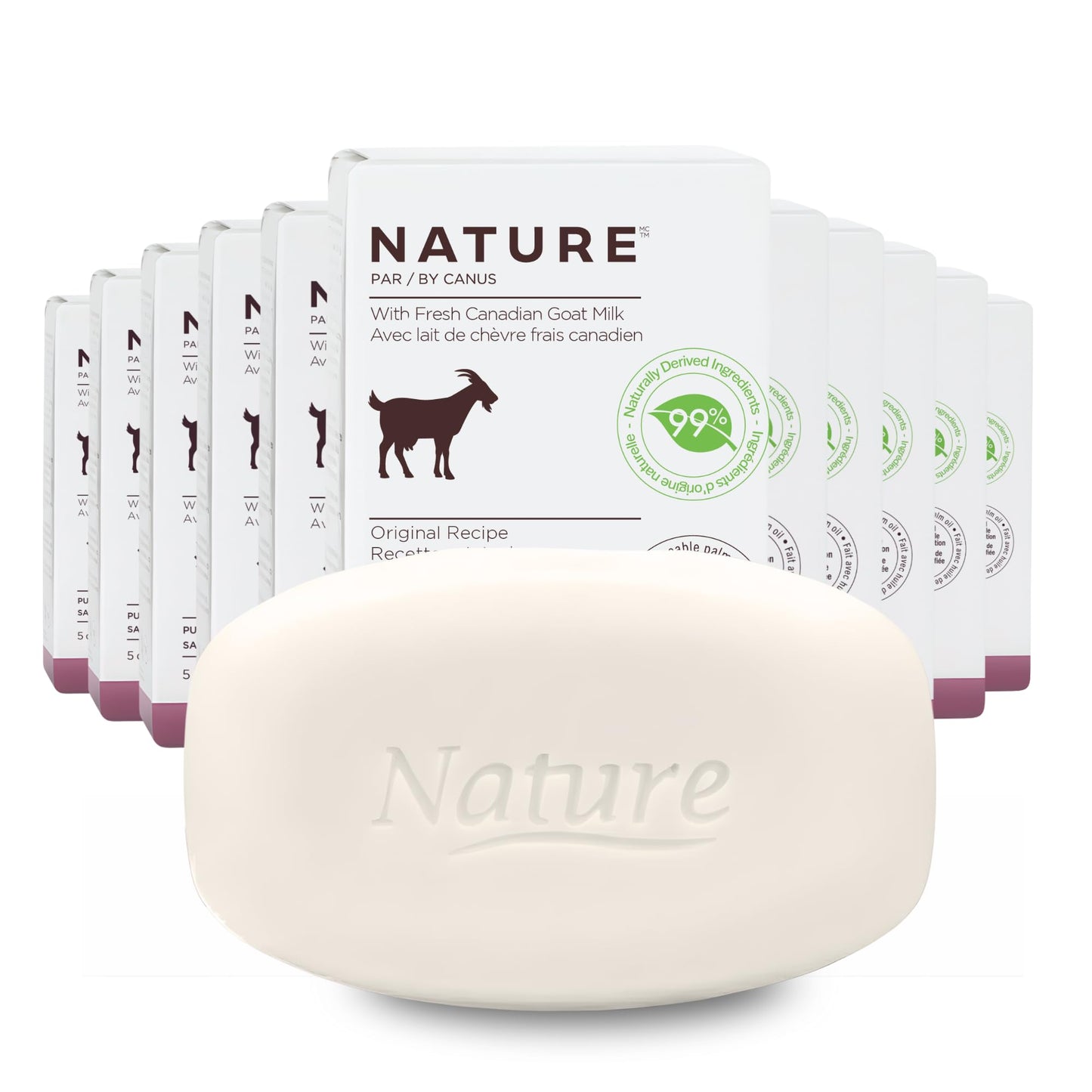 Nature Goat Milk Bar Soap, ORIGINAL (12-Pack), 5 oz (141 g), With Fresh Goat Milk, Vitamin A, B3, Potassium, Zinc & Selenium, Moisturizing Body Soap