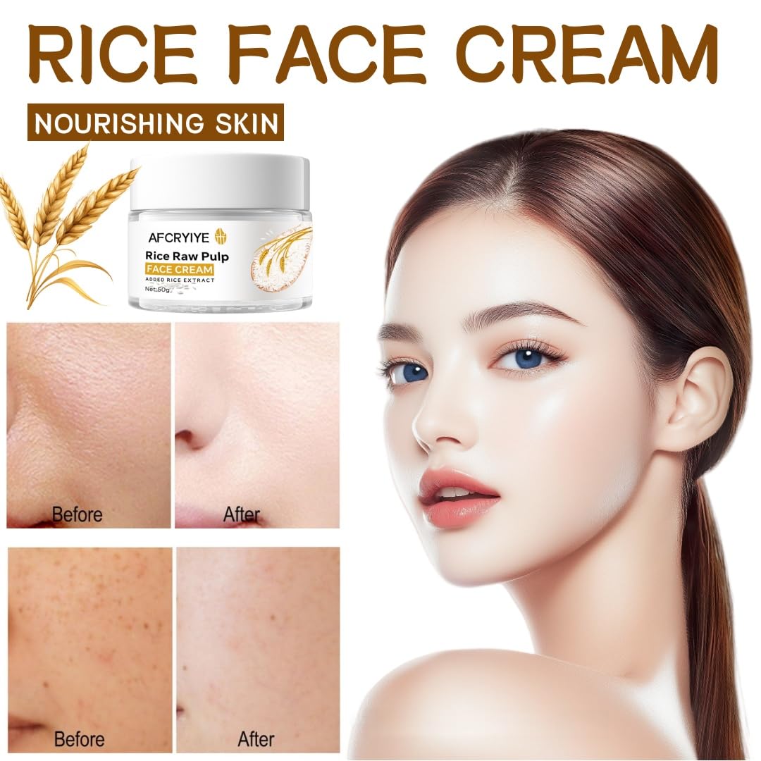 Rice Face Cream – Anti-Aging Moisturizer with Rice Extract & Rice Water, Deep Hydration to Reduce Fine Lines, Wrinkles & Restore Skin Elasticity – Daily Facial Cream for Dry & Sensitive Skin 50g (1)