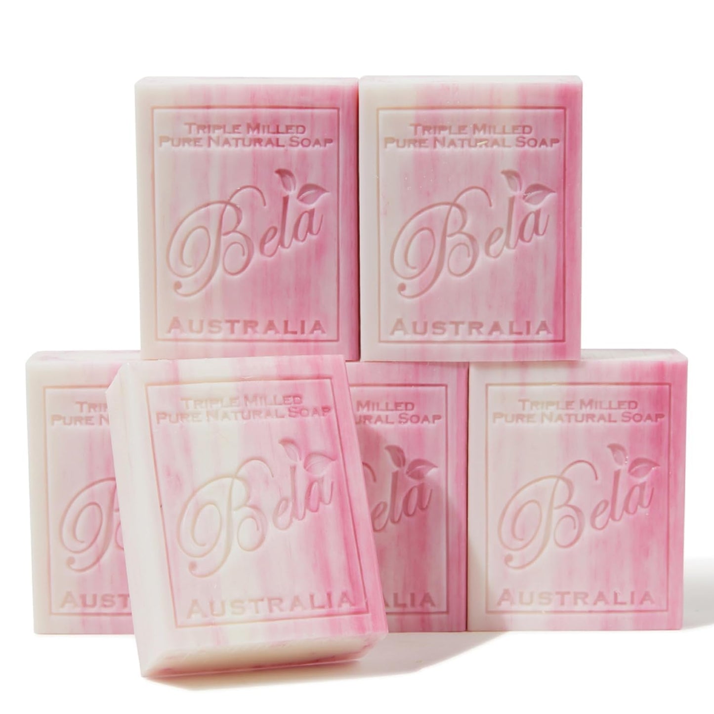 BELA - Triple Milled Pure Natural Soap Bars - Pomegranate, 3.3 oz (Pack of 12) - Organic Shea Butter - Rich Creamy Lather - Triple French Milled - Long Lasting - Made in Australia