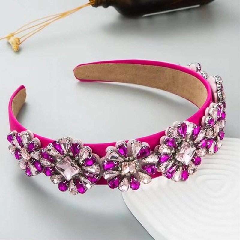 MUQINGWAN Fashion Women's Headband, Women Headband Gorgeous Retro Crystal Rhinestone Girl's Headband, Accessories For Women And Girl (Rose)