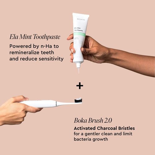 Boka Travel Size Toothpaste - Ela Mint, Coco Ginger 1.3 Fl Oz, Pack of 2 - Nano-Hydroxyapatite for Remineralizing, Sensitive Teeth & Whitening - Fluoride Free - Dentist Recommended for Adult, Kids