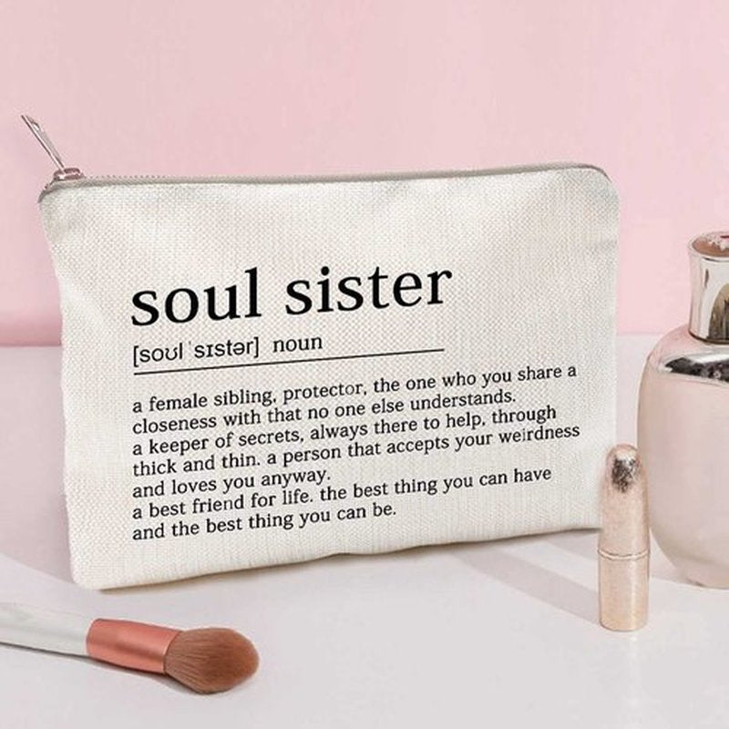 You Are Loved You Are Enough Makeup Case Self-Worth Cosmetic Bag Positive Affirmation Toiletry Bag Gift Motivation Quotes Sister Gift (Soul Sister)