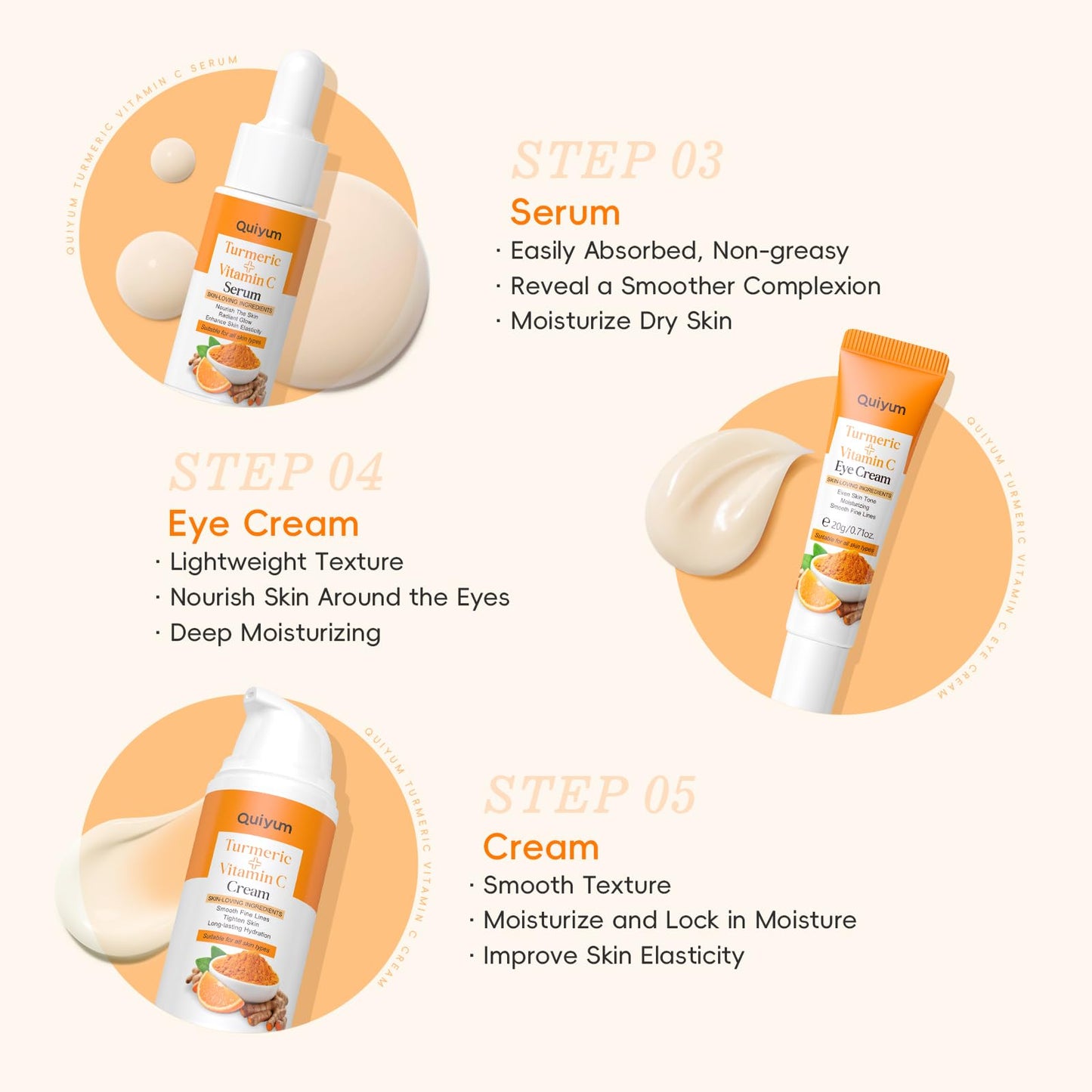 QUIYUM Skin Care Set, Turmeric Vitamin C Skincare Kits 5PCS - Beauty Facial Skin Care Routine Set Kit for Women, Dark Spot Remover for Face, Reduce Acne, Even Tone, Glow, Valentine's Day Birthday Gift