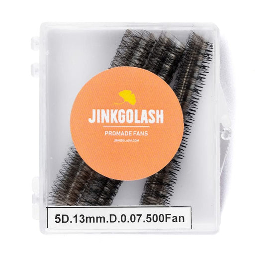 JINKGOLASH 500 Eyelash Extension Promade 4D to 16D Not Premade, Ultra Lash Fans 0.03/0.05/0.07mm Thickness, C D Curl Lashes, 8 - 16mm Length for Easy Volume Individual Eyelash Extensions Clusters DIY(5D-0.07-C (14mm))