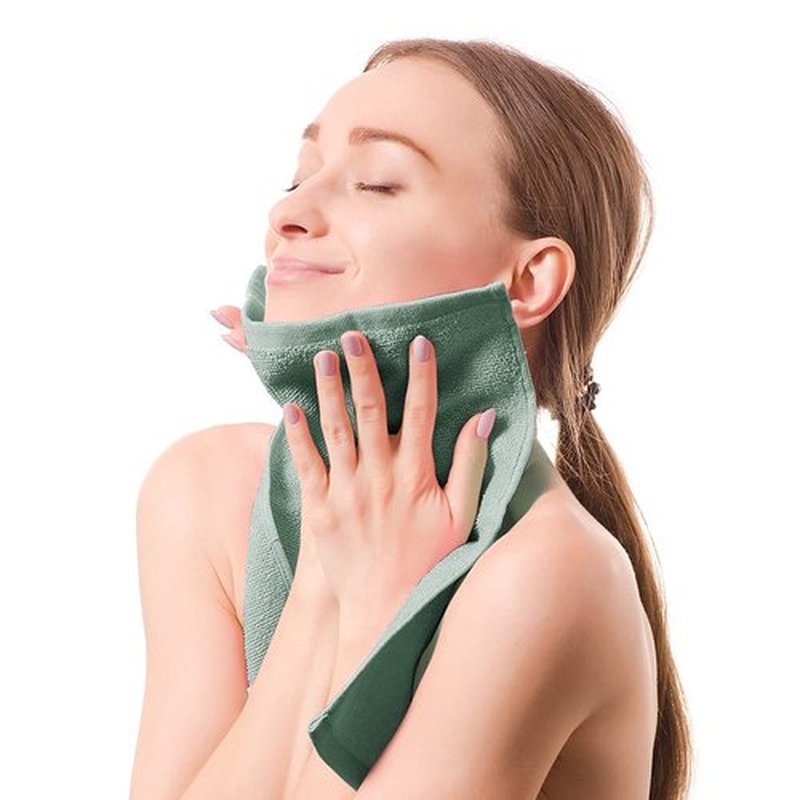 Yoofoss Luxury Washcloths Towel Set 10 Pack Baby Wash Cloth for Bathroom-Hotel-Spa-Kitchen Multi-Purpose Fingertip Towels & Face Cloths - Green