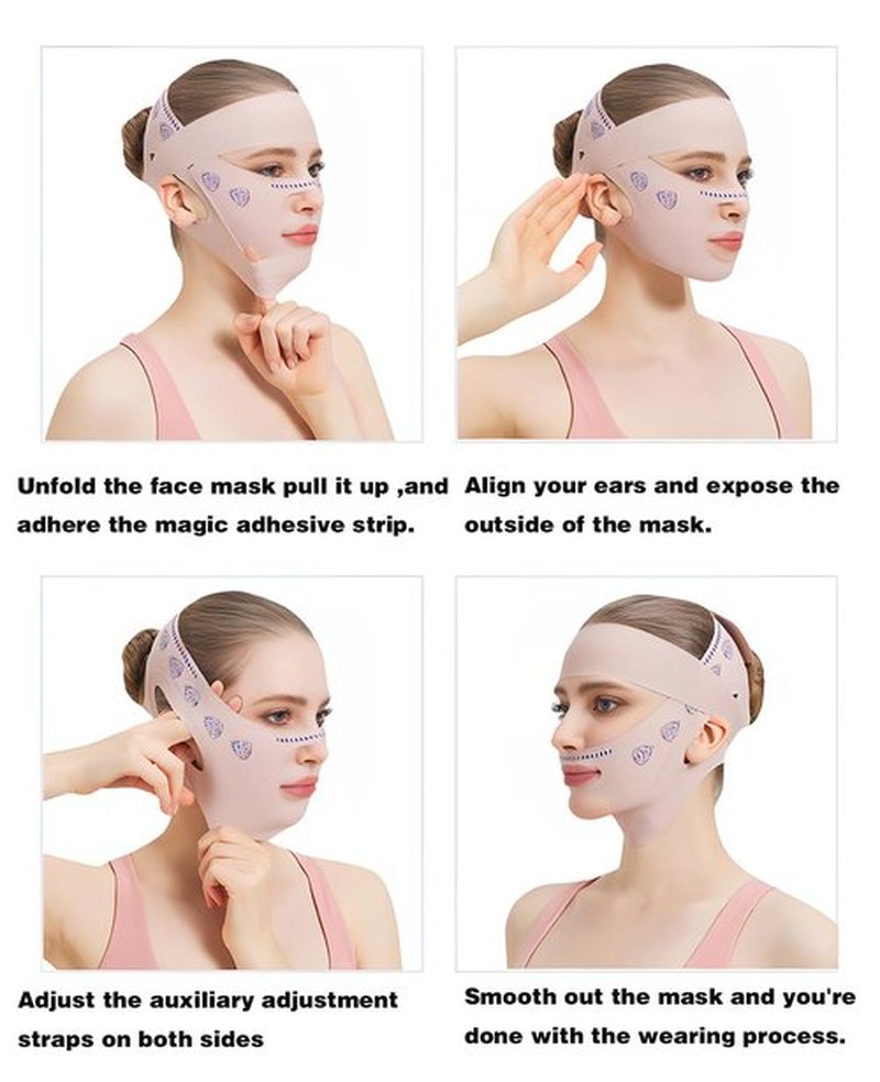 V-Line Lifting Chinstrap,Reusable V Line Lifting Mask with Chin Strap,Chin strap 23-27 Inches (Pink)
