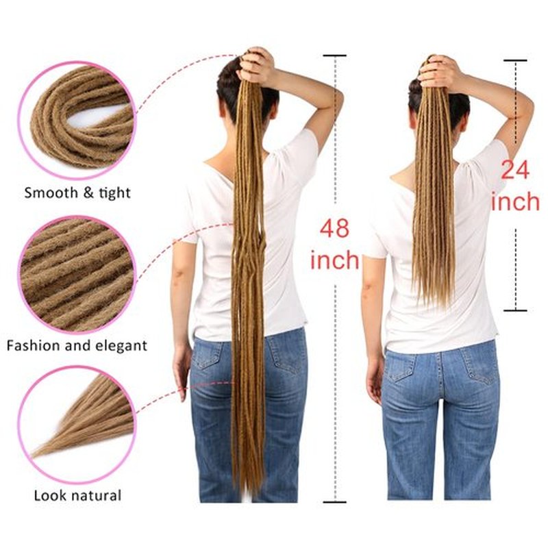 DAIRESS 24 Inch Double Ended Dreadlock Extensions Synthetic Dreads 10strands/pack Synthetic Braids Thin 0.6cm Soft Handmade Reggae Hair Hip-Hop Style Dread Extensions Locks Hair(10strands/pack,27#)
