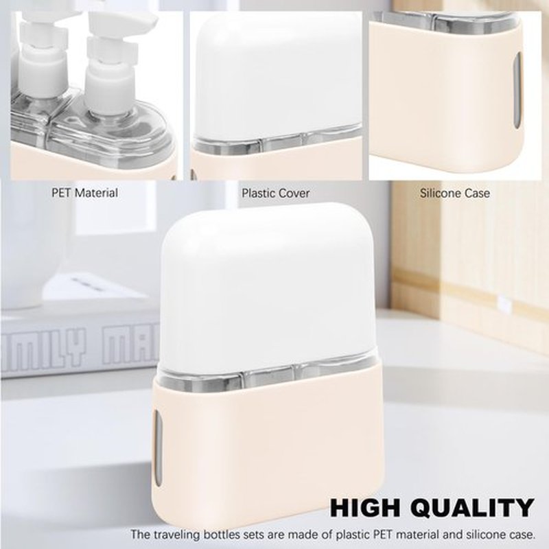 Skycase Travel Bottles, Travel Size Toiletries - Leak Proof Refillable Tsa Approved Travel Bottles, 3 in 1 Travel Containers with Labels Airplane Accessories Kits for Lotion Liquid (Beige)