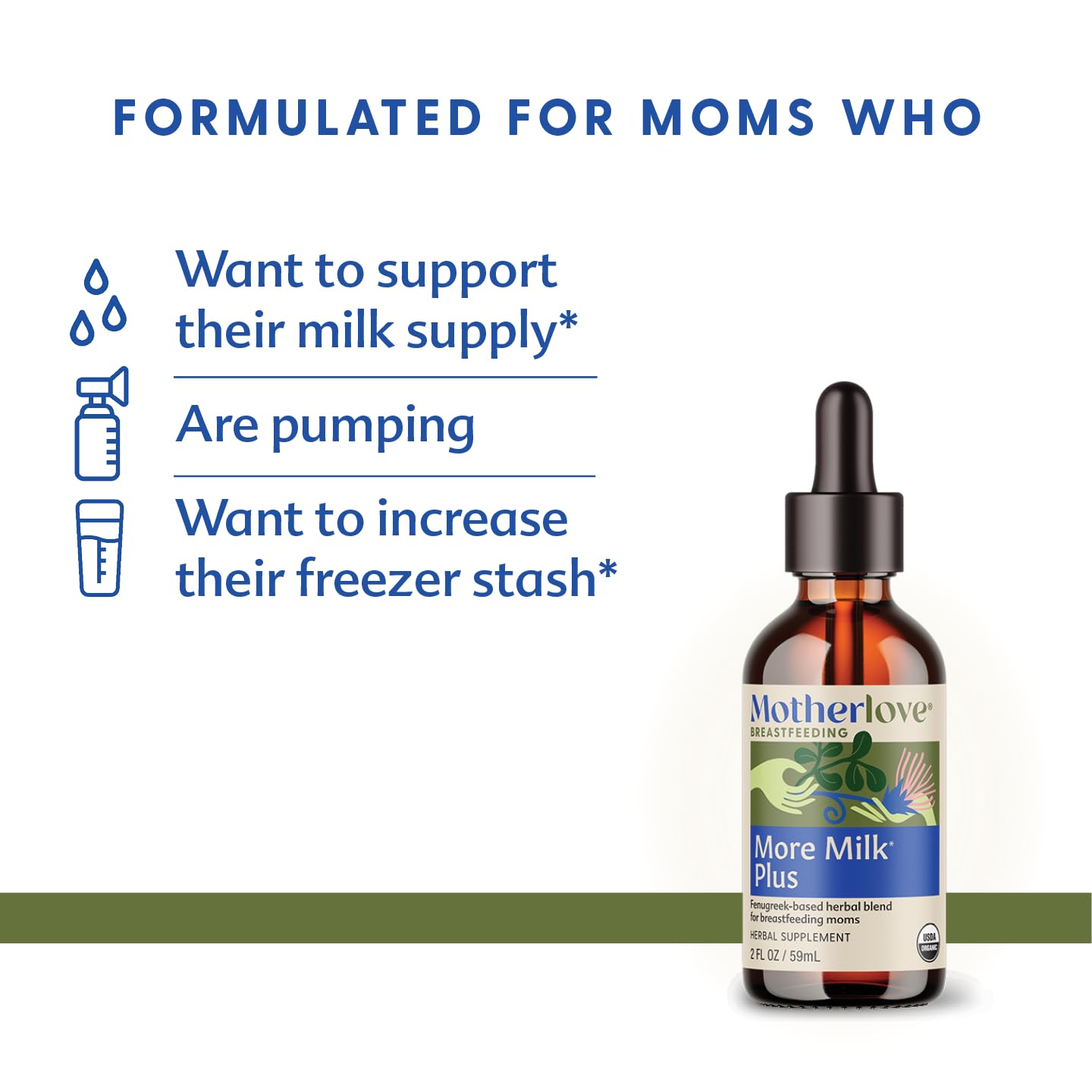 Motherlove More Milk Plus (2 Ounce Tincture) Fenugreek-Based Lactation Supplement to Support Breast Milk Supply—USDA Certified Organic, Vegan, Kosher, Soy-Free