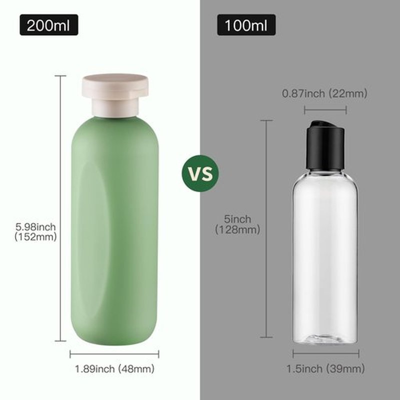 owlyee 6.7oz Travel Shampoo Bottle, Empty Plastic Squeeze Bottles with Flip Cap, 4PCS Lotion Container for Toiletries (200ml, Green)