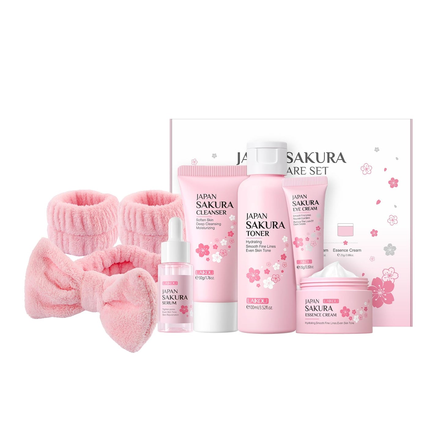 LAIKOU Skin Care Set Women Beauty Gift Sets with Headband Wristband Travel Kit Skin Care Kit for Women Teen Girls Mom Daughter Birthday TSA-friendly Sizes 7pcs