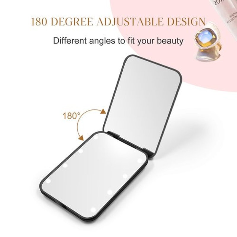Kakuje Compact Mirror, 1X/3X Magnification LED Pocket Mirror with Nternal BIattery, Mini Mirror for Purse, Pocket,Travel and Present (Black)
