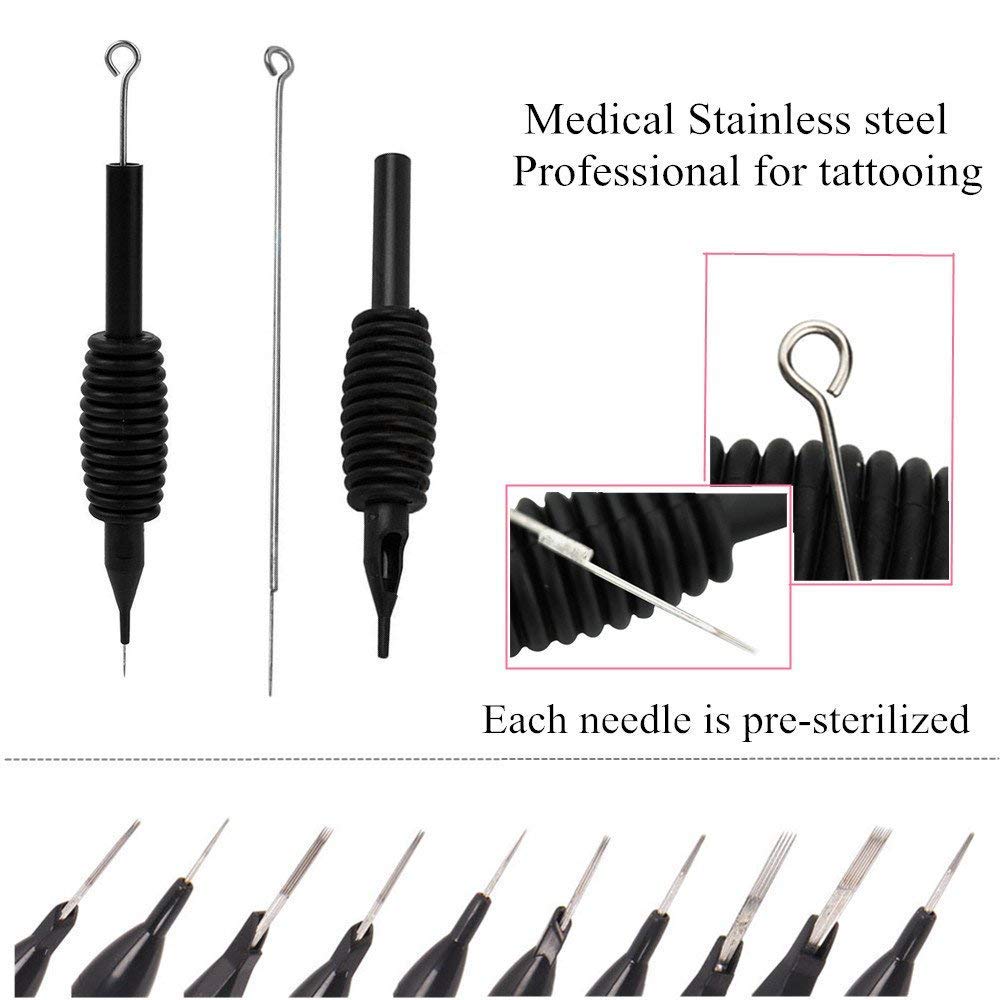 Dragonhawk 60 Counts Black Tattoo Needles Tubes with Matching Assorted