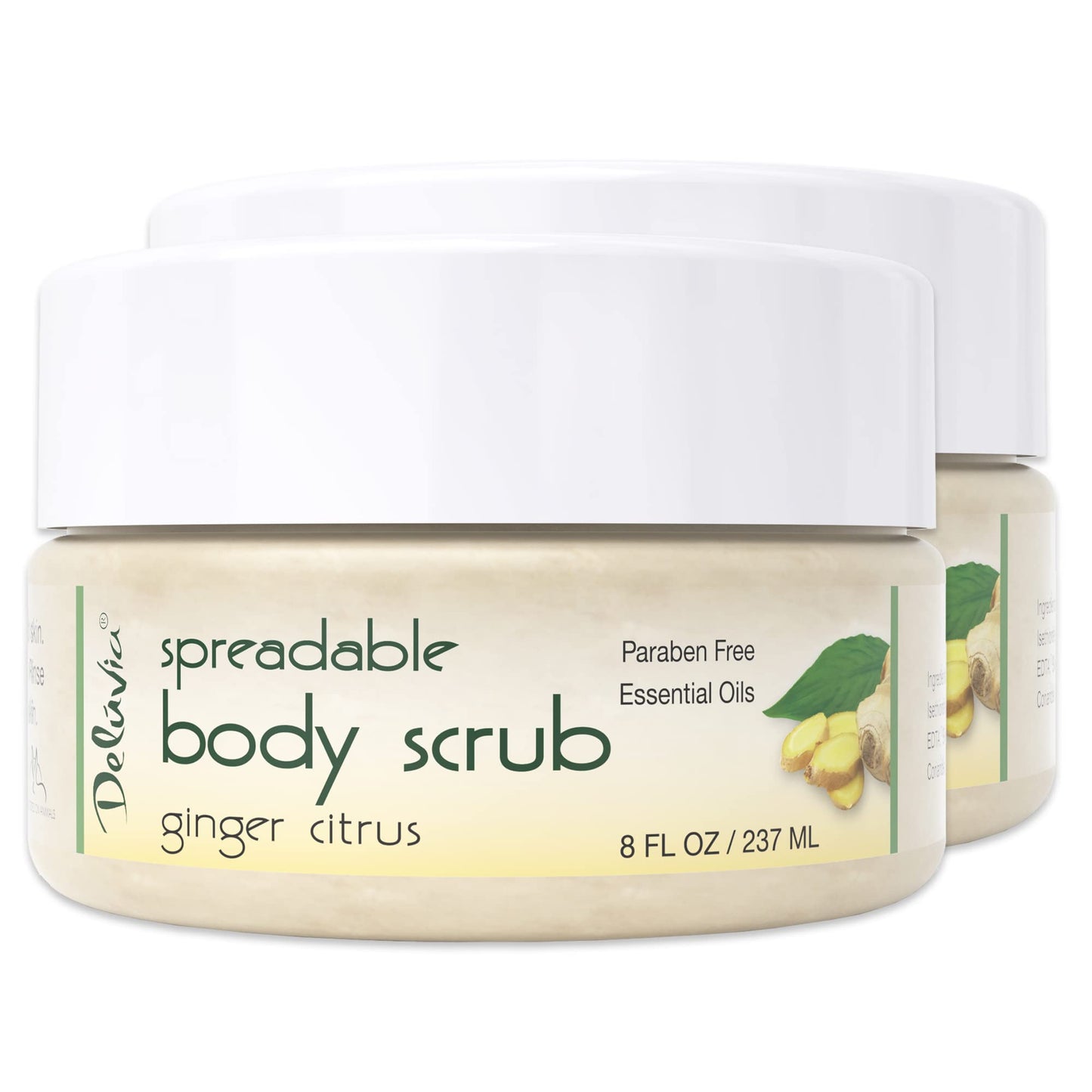 Deluvia Moisturizing Body Scrub with Ginger Citrus Essential Oils &; Dead Sea Minerals, 2-Pack