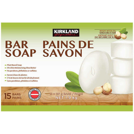 KIRKLAND Signature Bar Soap with Shea Butter, 4.5 Ounce (15 Count)