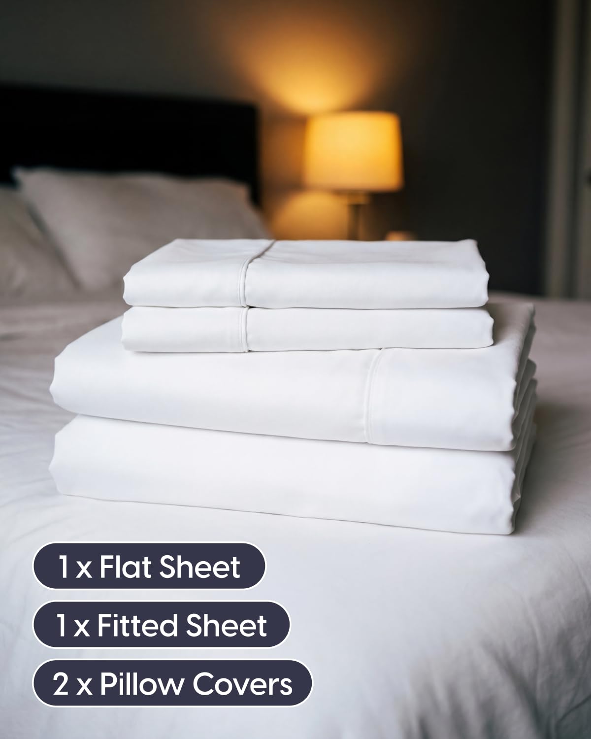 Sleepy Town Queen Size Bed Sheets - 4 Piece - Queen Sheet Set - Extra Soft, Comfy & Cooling - Easy Care - Shrinkage, Wrinkle & Fade Resistant - Brushed Microfiber - Deep Pocket Bed Sheets (White)