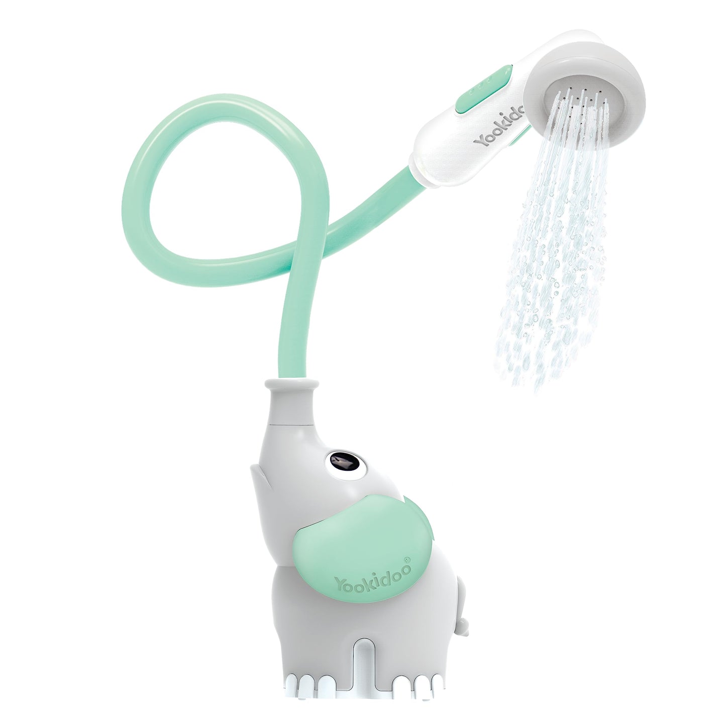 Yookidoo Baby Bath Shower Head - Elephant Water Pump and Trunk Spout Sprayer - One Handed Flow Control for Newborn Babies in Tub Or Sink (Turquoise)