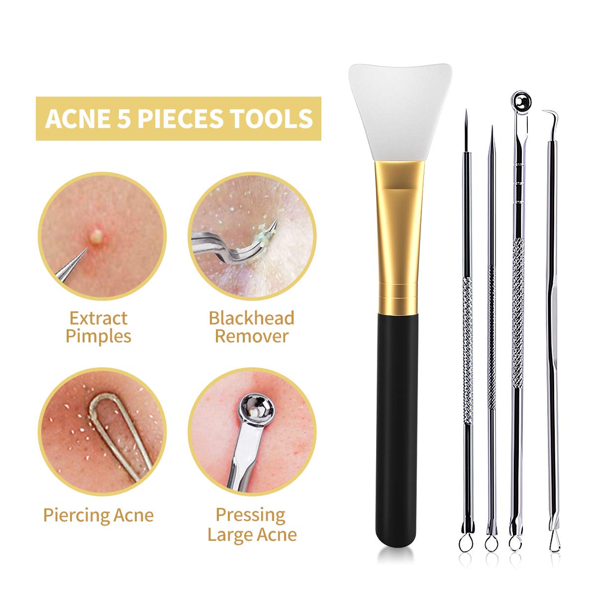 Blackhead Remover Mask, 24K Gold Peel Off Mask, Gold Facial Mask Anti-Aging, Deep Cleansing, Reduces Fine Lines＆ Wrinkles Great for All Skin, With Blackhead Remover Extractor Tools Kit & Brush