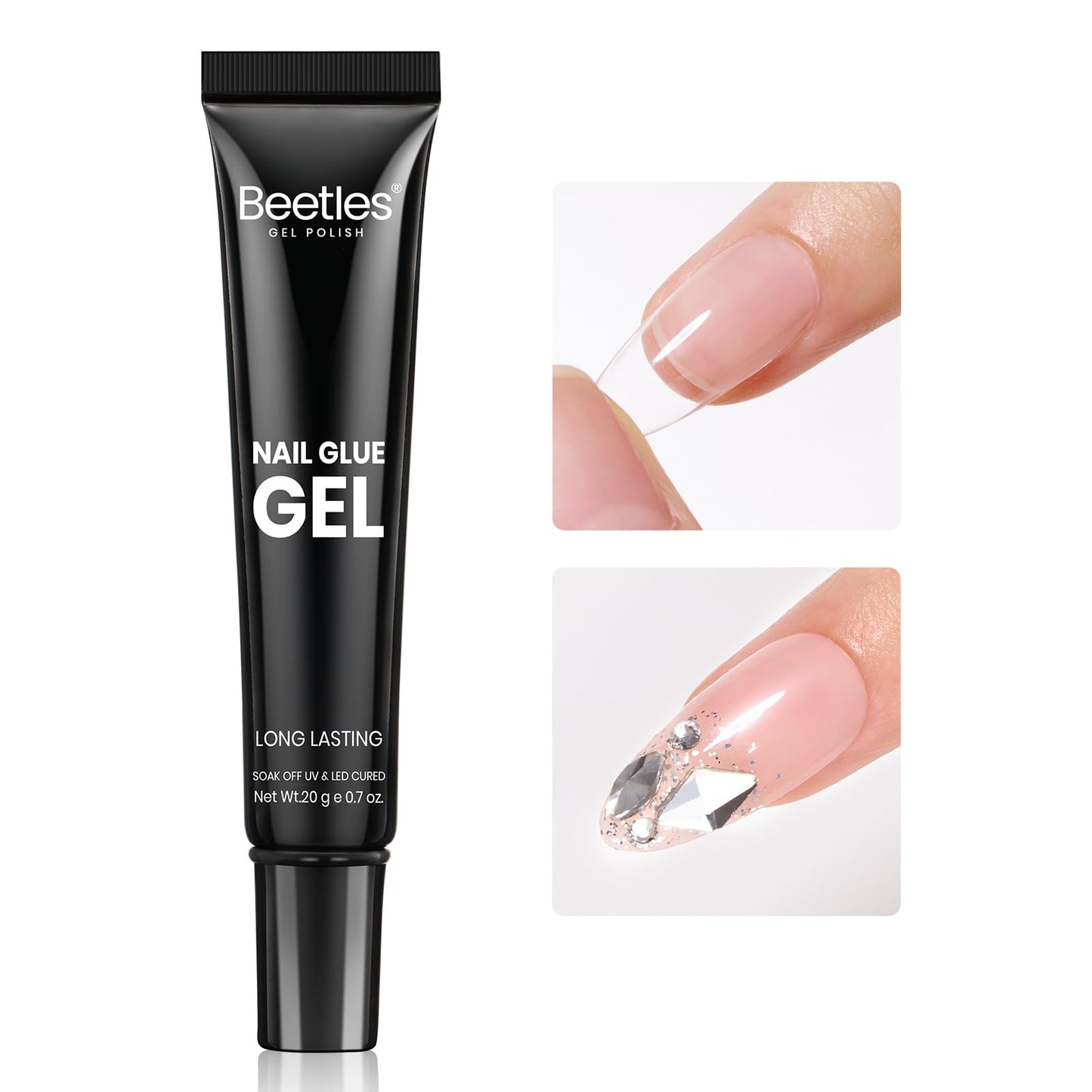 Beetles Nail Glue Gel 20g Tipex Solid Nail Glue Gel, Soft Nail Tips Gel Super Strong for Acrylic Nails
