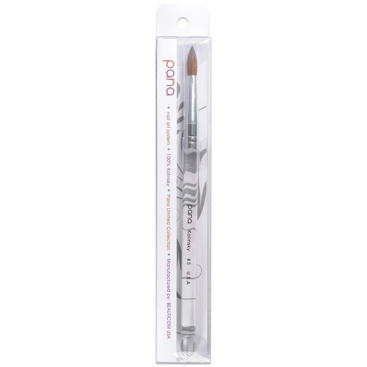 pana USA Acrylic Nail Brush100% Pure Kolinsky Hair New Teal Wood Handle with Silver Ferrule Oval Crimped Shaped Style (Size # 10)