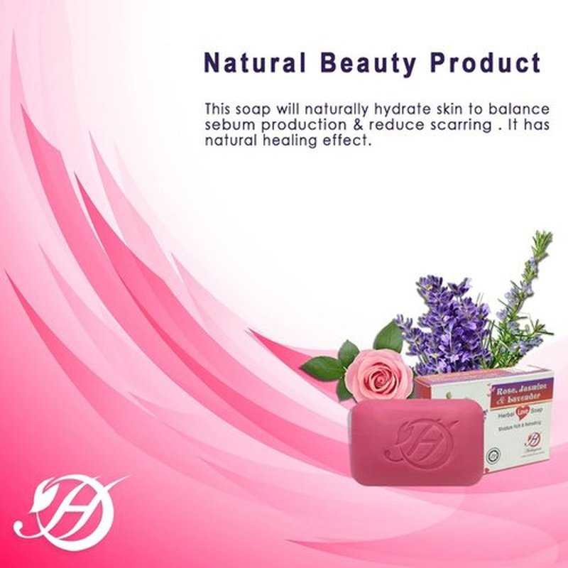 HERBOGANIC Rose Jasmine and Lavender Herbal Soap | Pack of 3 of 5oz soap Bar | Natural Bar Soap for Face and Body | Hydrating and Nourishing | Suitable for Men and Women