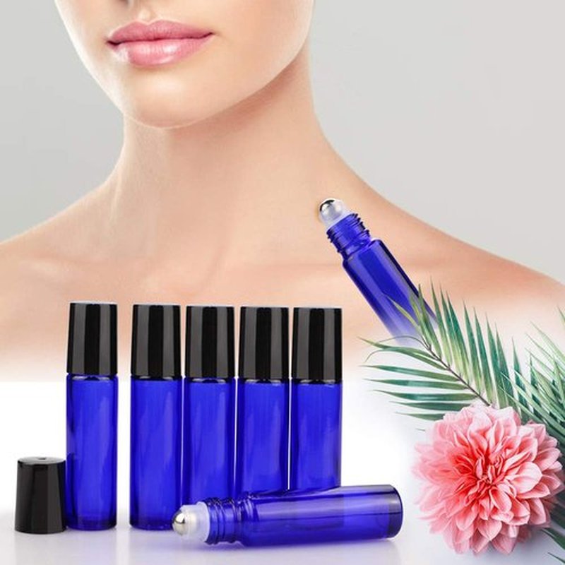 sungwoo 25 Pack Essential Oil Roller Bottles, 10ml Amber Glass Roller Bottles with Stainless Steel Roller Balls and Caps for Travel, Perfume and Lip Gloss