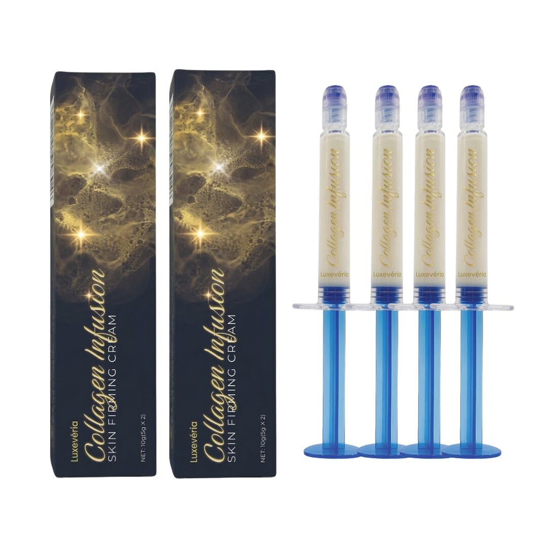 Luxevéria Official Polypeptide Collagen Infusion Firming Cream - Anti-Aging Face Serum with Targeted Applicator - Deep Hydration Skin Tightening Essence for Wrinkles & Fine Lines (2 Pack)