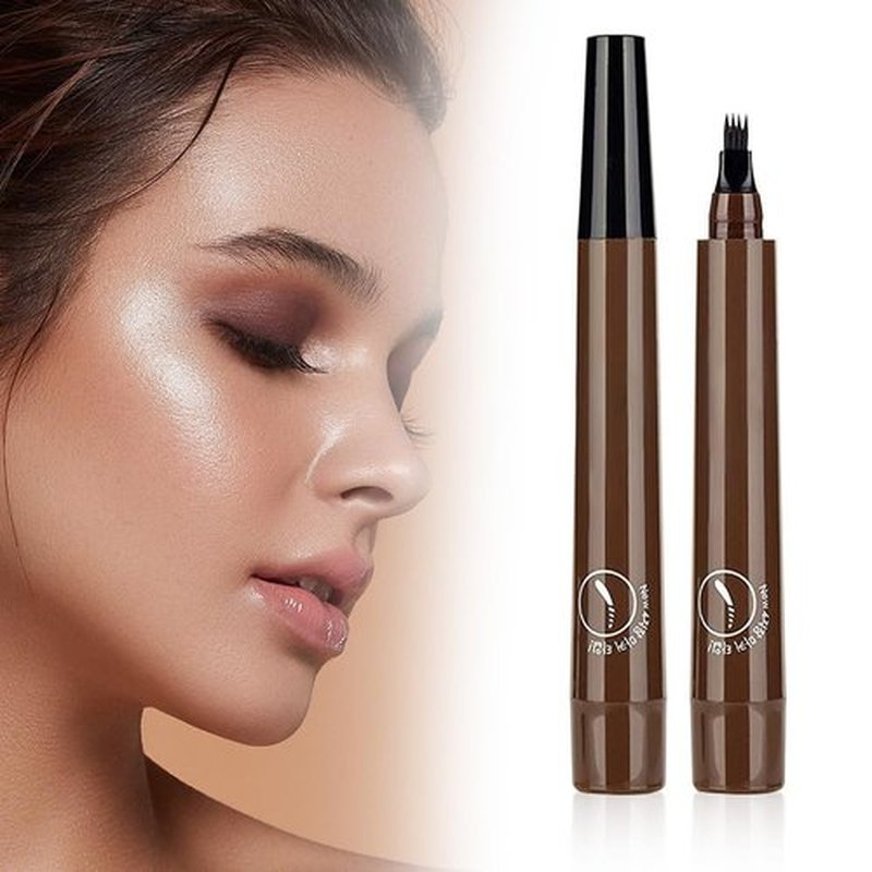 2025 New 2PCS Magic Eyebrow Pencil, 4-Tip Microblade Brow Pen Magic Eyebrow Pencil, Waterproof Microblading Eyebrow Pencil Contouring Pen Natural Gap Filling Eyebrow Makeup Brow Pen (Dark Brown)