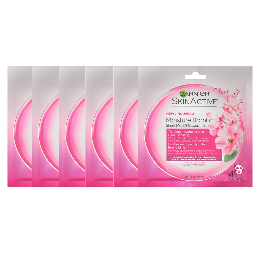 Moisture Bomb Sheet Mask 6 Count - Hydrating Garnier SkinActive Face Masks
