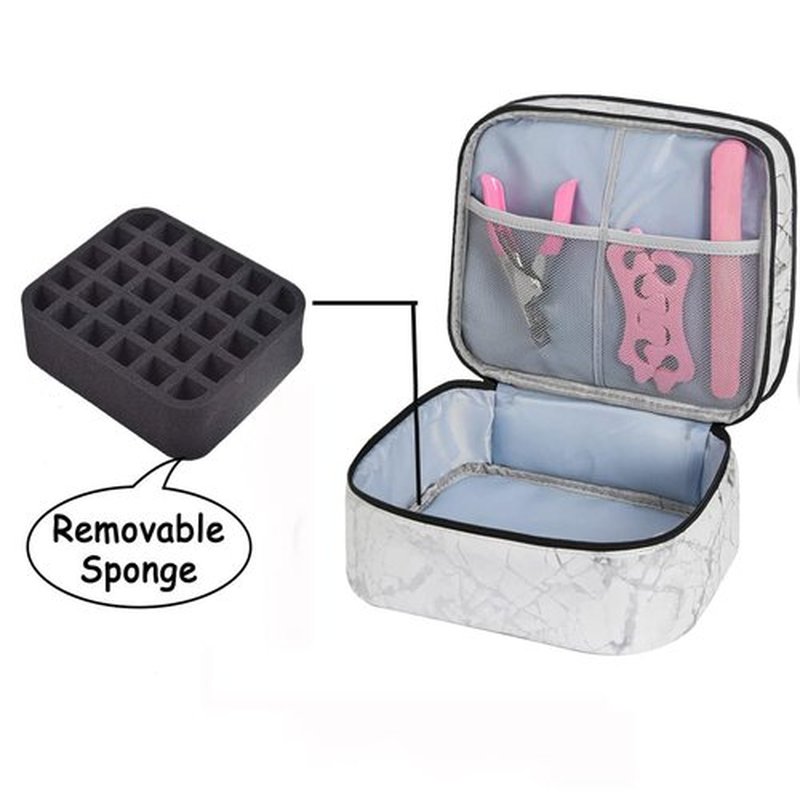 LYFFXYH Nail Polish Carrying Case -Holds 30 bottles(15ml-0.5fl.oz)，Nail Polish Bag organizer, Double-layer Storage Bag for Nail Polish and Manicure Set, Cosmetic Travel Cases(White)