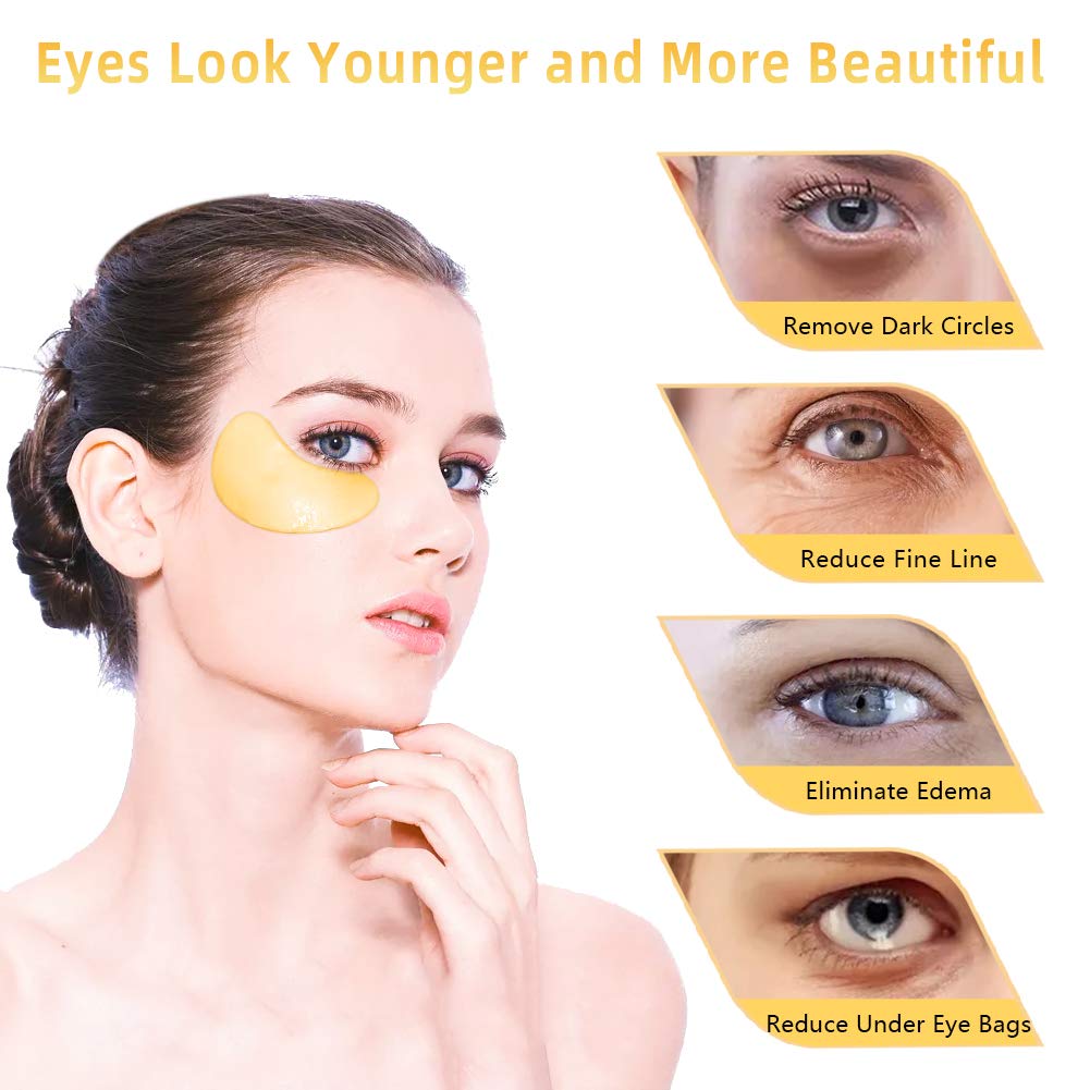 Under Eye Patches 30 Pairs- Dark Circles, Puffy Eyes Treatments–Reduce Wrinkles and Fine Lines, Hydrating and Anti-Wrinkle Effect Under-Eye Patches with Hyaluronic Acid and Collagen (24K Gold)