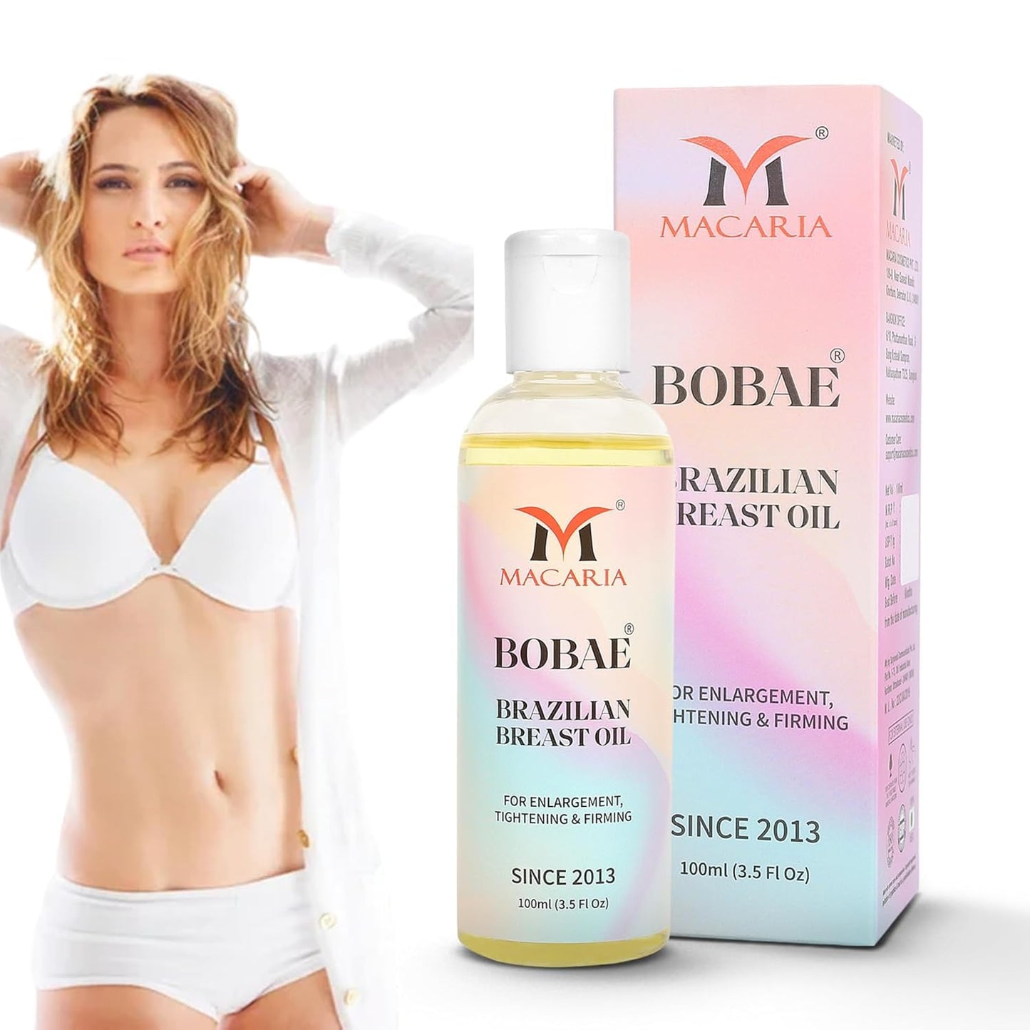 Bobae Brazilian Breast Oil | Bust Tightening Shape & Size up Toning Massage Oil Quick Lifting Firming Breast Enhancement Gel bigger Brazilian Boobs Women enlargement Oil for quick larger growth